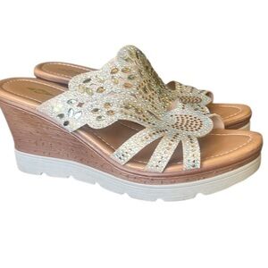 Jollimall ladies jeweled wedge sandals, excellent condition, size 7